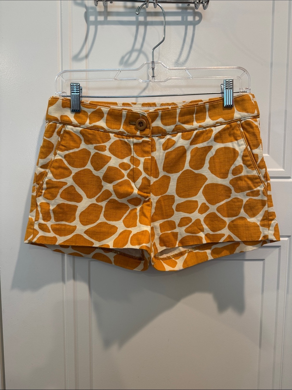 J. Crew Orange and Cream Giraffe-Print Cotton Shorts
